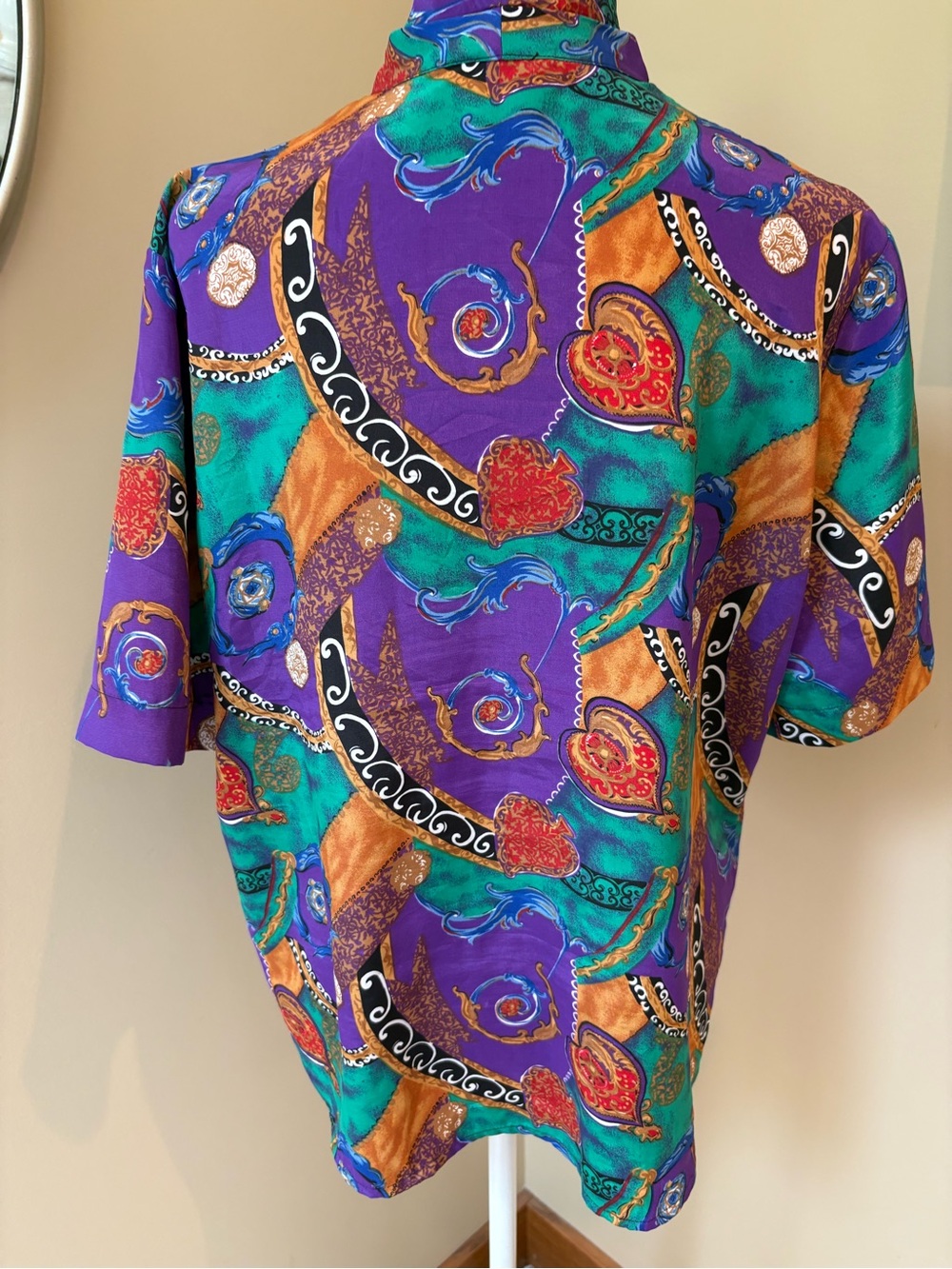Vintage 80s Sellecca Floral Resort Versace Vibes Button Down Blouse Womens L